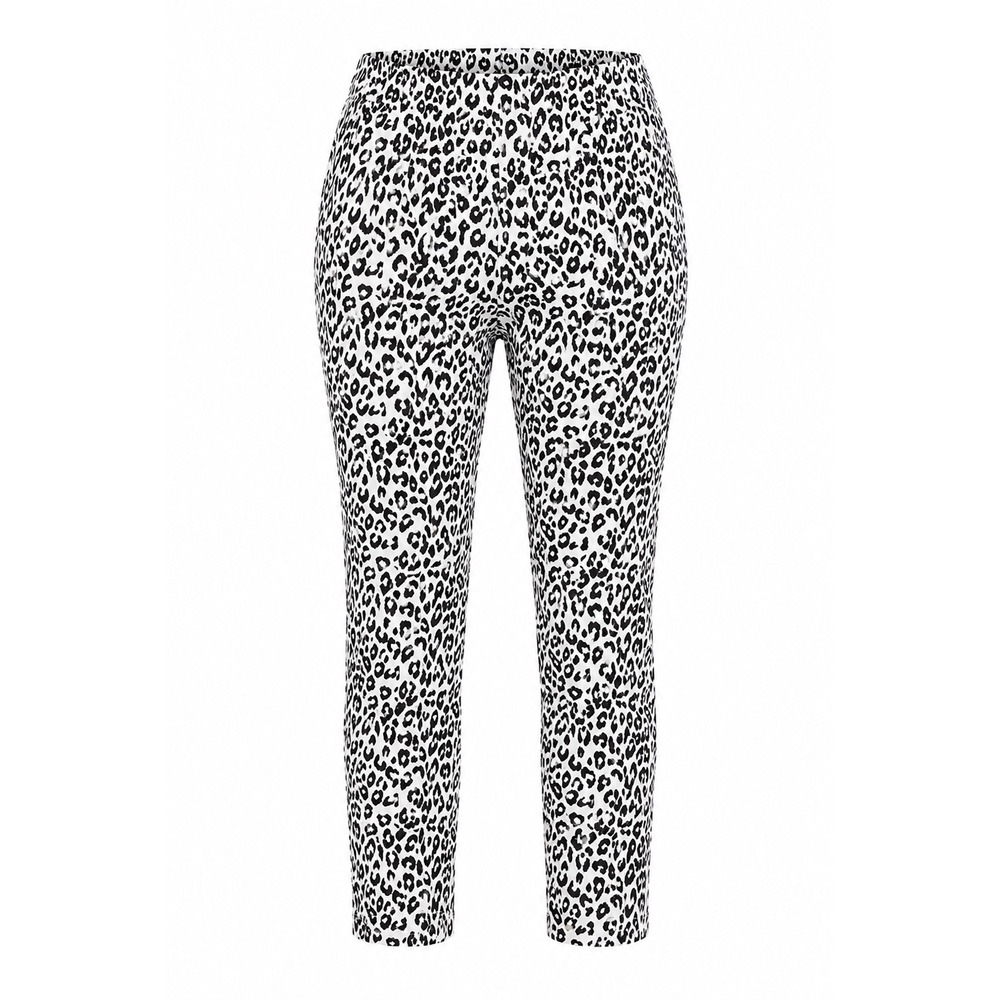 Ethyl Leopard Print Slim Leg‎ Pants White Black Raw Hem women 12 party concert